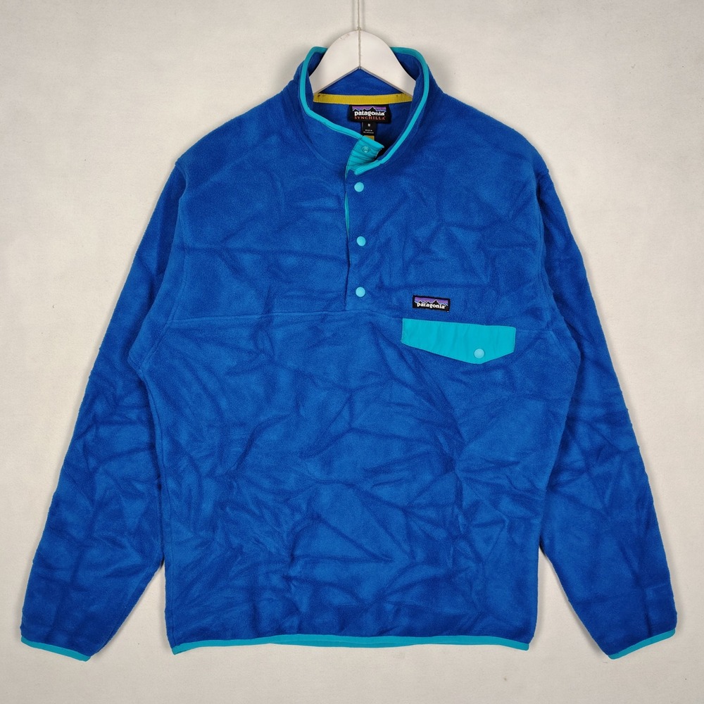 Patagonia Synchilla Snap-T Fleece Pullover Blue Teal Trim Medium
